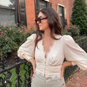 ASTR lace voluminous sleeve top